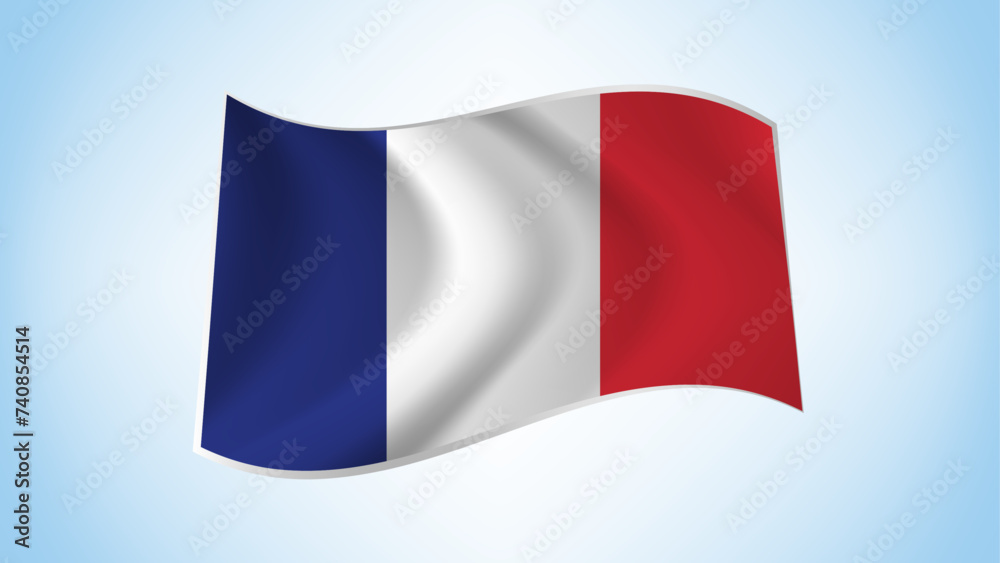 Fototapeta premium National Flag of France - Waving National Flag of France - France Flag Illustration