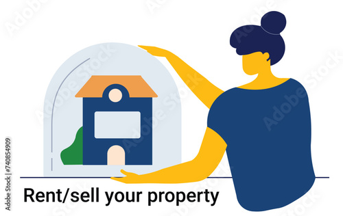 Buy, Rent or Sell your property online. Post your property. List your home. Insurance policy service vector illustration. 