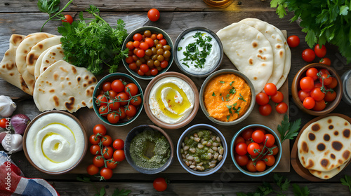 Assorted Mediterranean Dishes and Fresh Ingredients