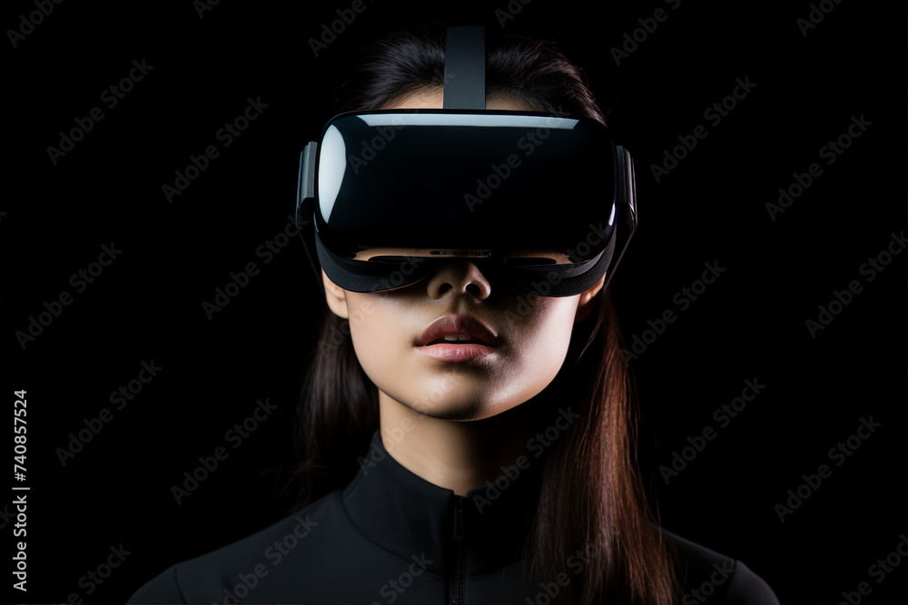 Futuristic cyberspace cyberpunk person wearing headset for metaverse generative ai gamer player Futuristic cyberspace cyberpunk person wearing headset for metaverse generative ai gamer player