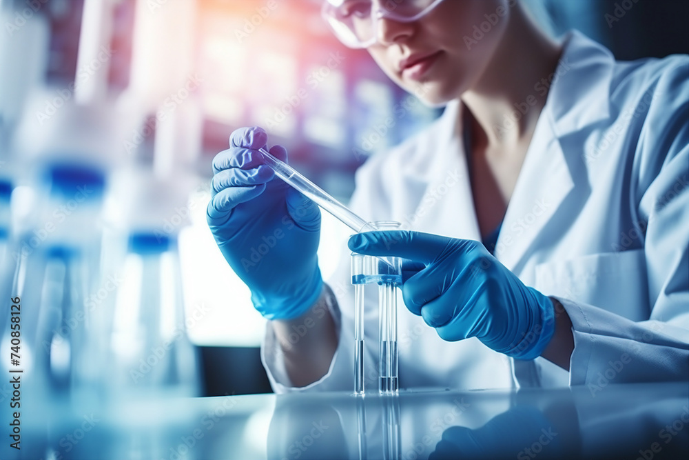 Scientist working in a modern laboratory created with generative AI Scientist working in a modern laboratory created with generative AI