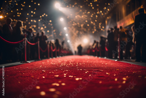 Digital generative ai collage of red carpet entrance for stars on film premiere photo