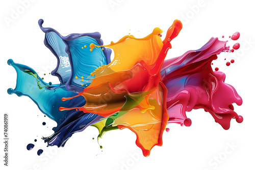 Watercolor rainbow colors paint splash isolated on transparent background