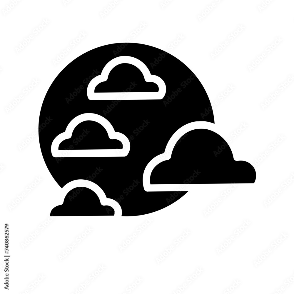 Cloud Moon Night Glyph Icon Cloud Moon Night Glyph Icon