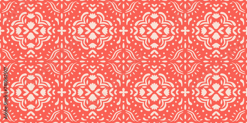 Ethnic abstract tile art. Seamless pattern in tribal, folk background. Aztec geometric art ornament print. Design for carpet, wallpaper, clothing, wrapping, fabric, cover, textile.