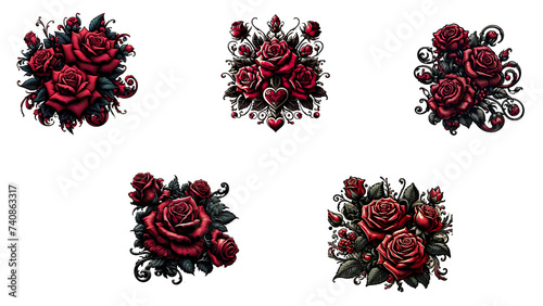 set of red roses