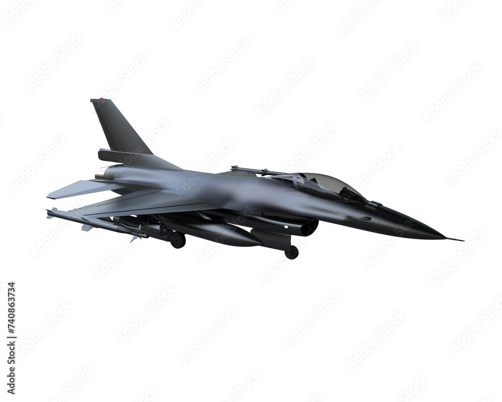 Fighter jet isolated on background. 3d rendering - illustration Fighter jet isolated on background. 3d rendering - illustration