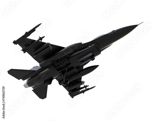 Fighter jet isolated on background. 3d rendering - illustration