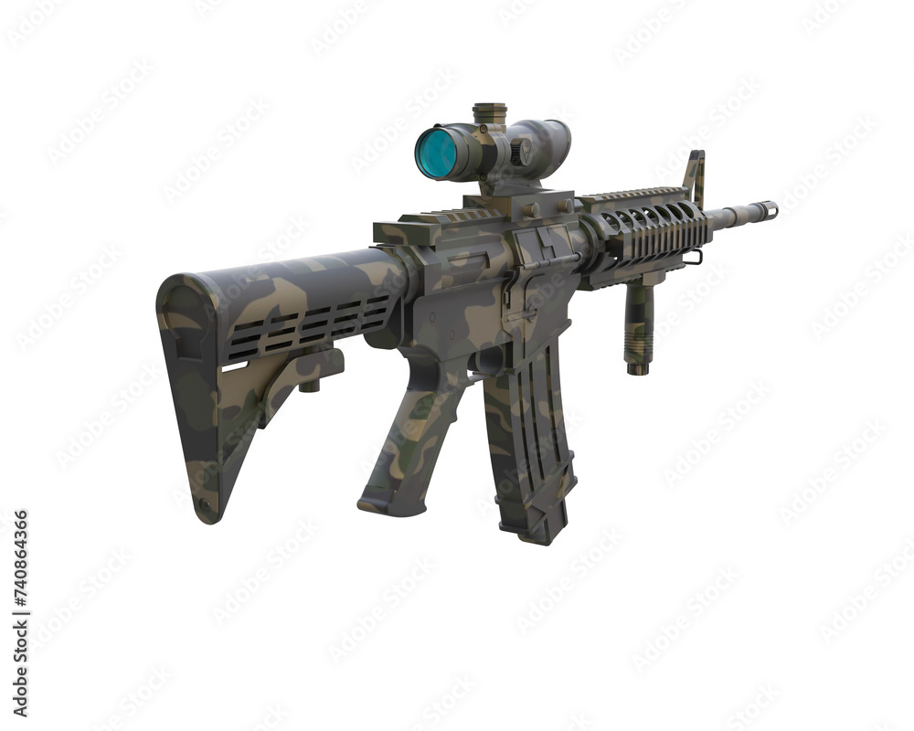 Machine gun isolated on background. 3d rendering - illustration Machine gun isolated on background. 3d rendering - illustration