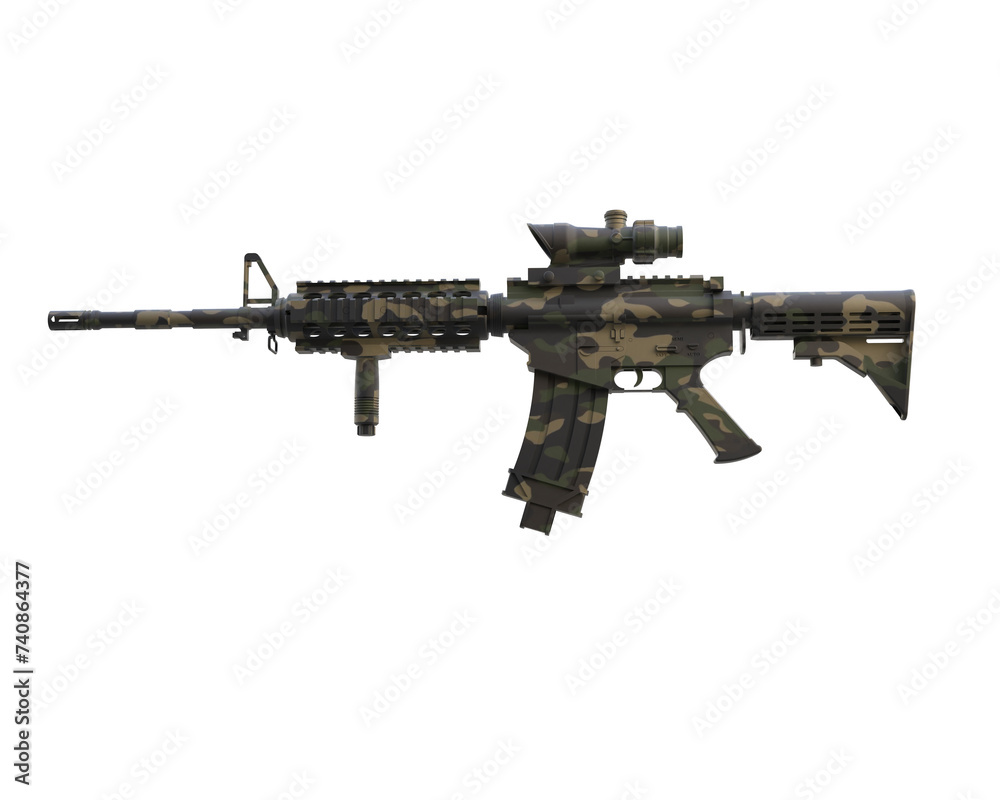 Machine gun isolated on background. 3d rendering - illustration Machine gun isolated on background. 3d rendering - illustration