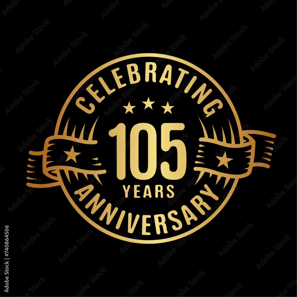 105 years logo design template. 105th anniversary vector and illustration.
