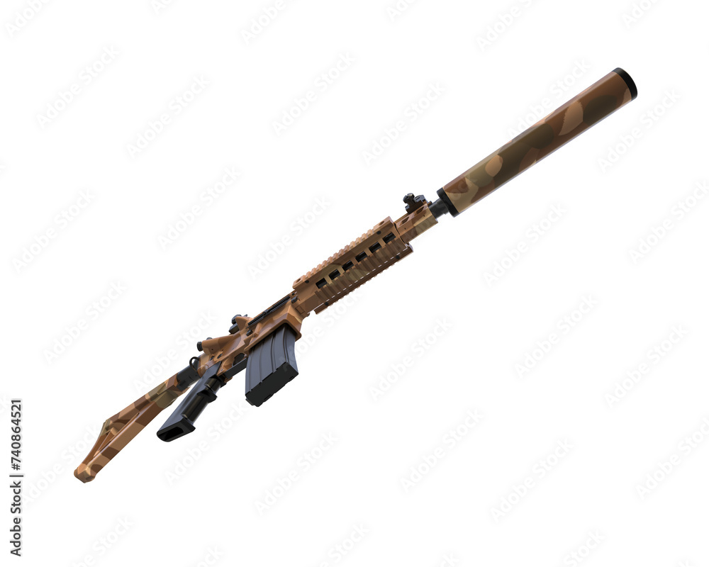 Machine gun isolated on background. 3d rendering - illustration