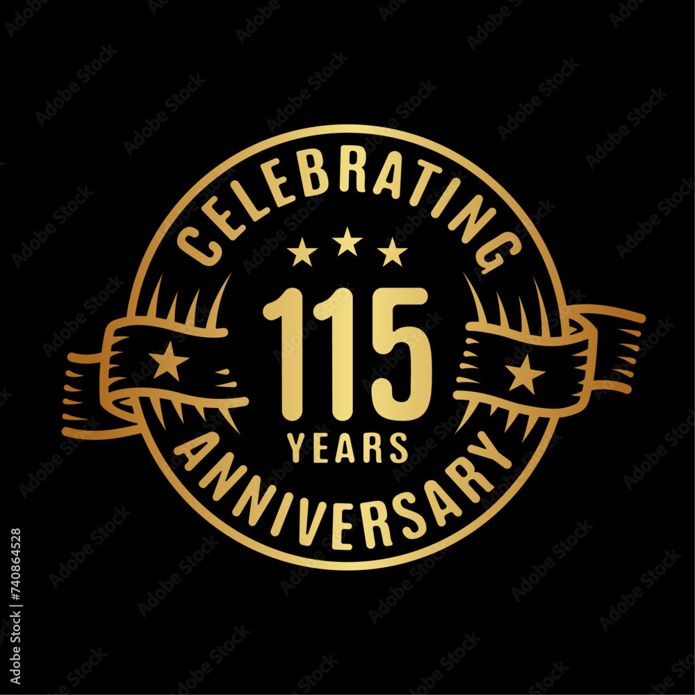 115 years logo design template. 115th anniversary vector and illustration.
