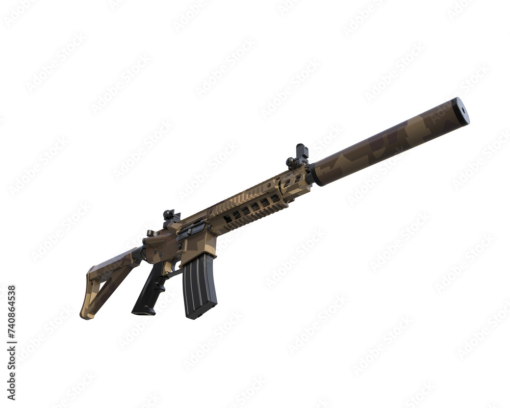 Machine gun isolated on background. 3d rendering - illustration Machine gun isolated on background. 3d rendering - illustration