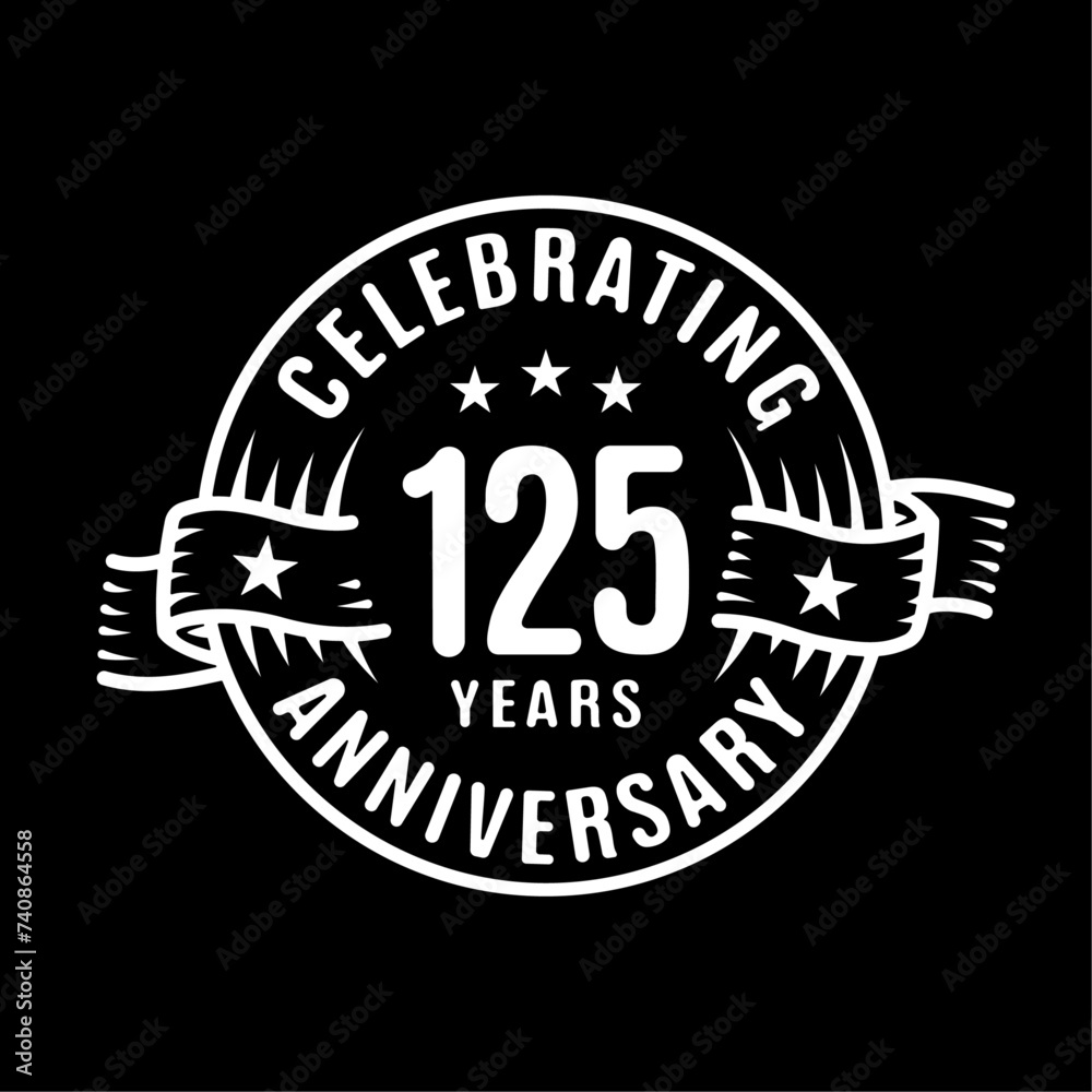 125 years logo design template. 125th anniversary vector and illustration.
