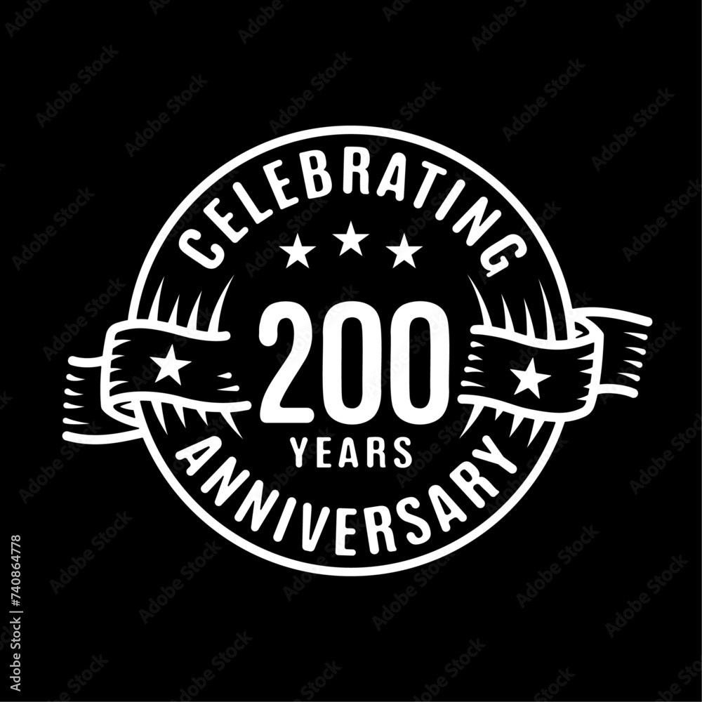 200 years logo design template. 200th anniversary vector and illustration.
