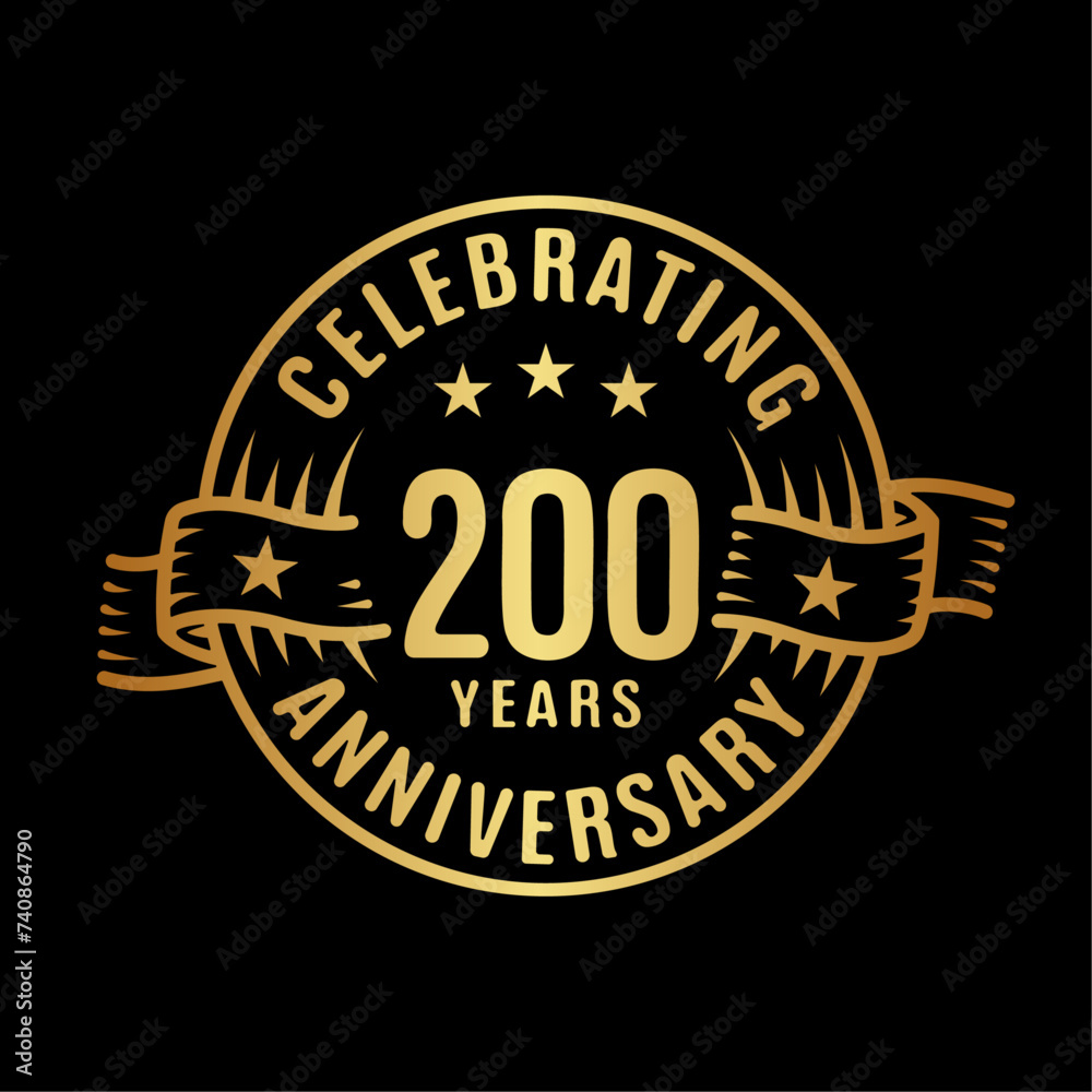 200 years logo design template. 200th anniversary vector and illustration.
