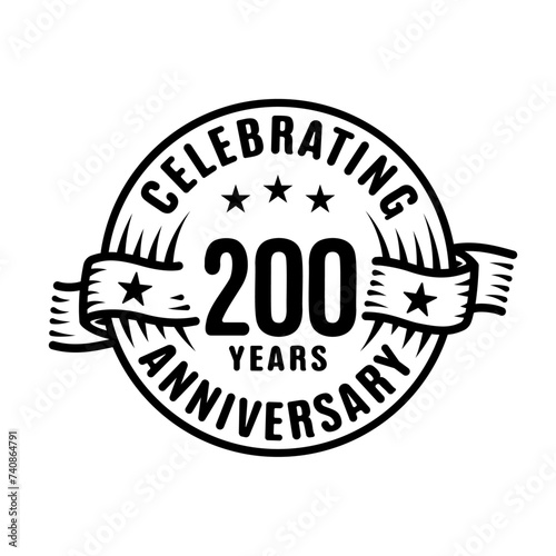 200 years logo design template. 200th anniversary vector and illustration.
