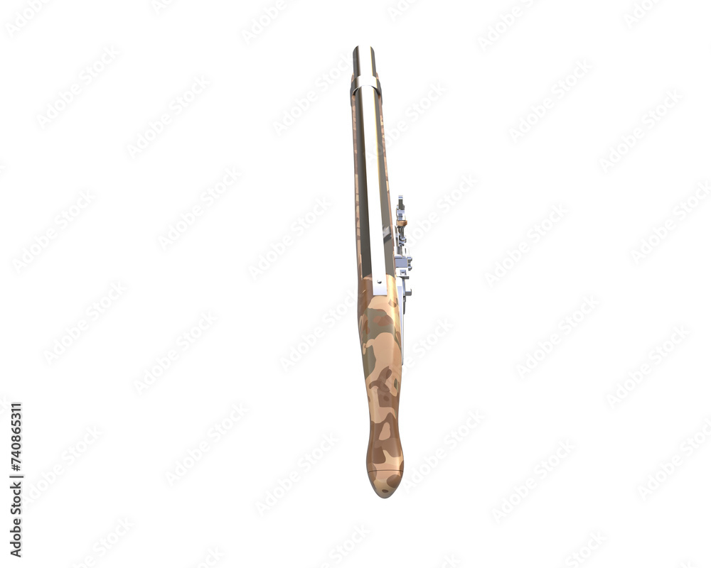 Old gun isolated on background. 3d rendering - illustration Old gun isolated on background. 3d rendering - illustration