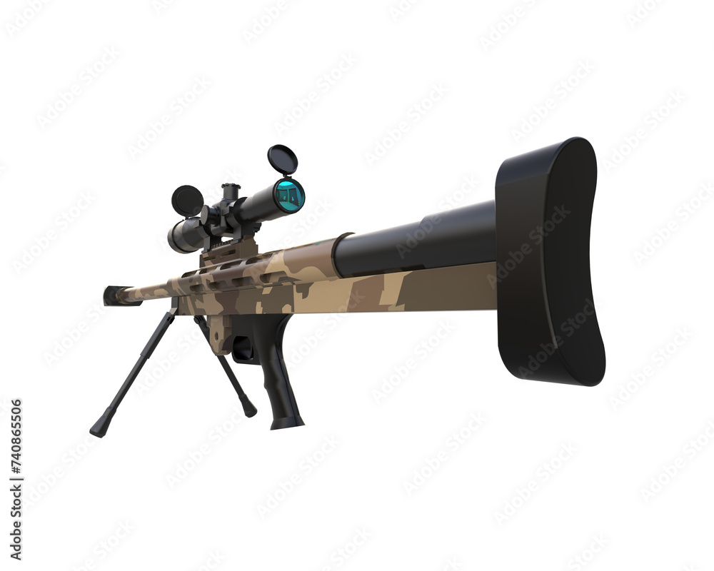 Riffle with scope isolated on background. 3d rendering - illustration Riffle with scope isolated on background. 3d rendering - illustration