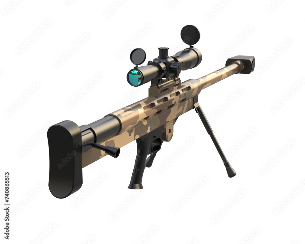 Riffle with scope isolated on background. 3d rendering - illustration Riffle with scope isolated on background. 3d rendering - illustration