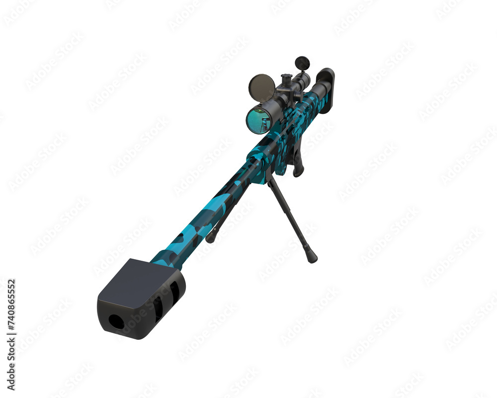 Naklejka premium Riffle with scope isolated on background. 3d rendering - illustration