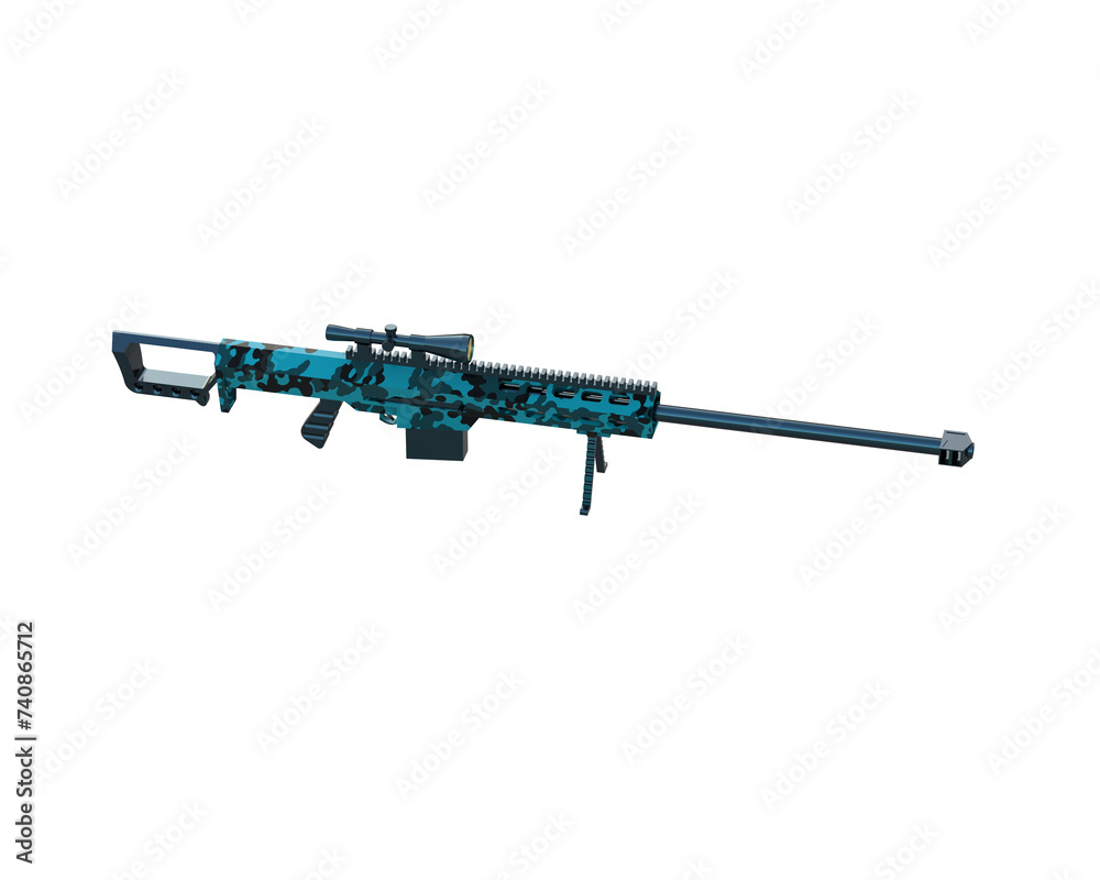 Riffle with scope isolated on background. 3d rendering - illustration