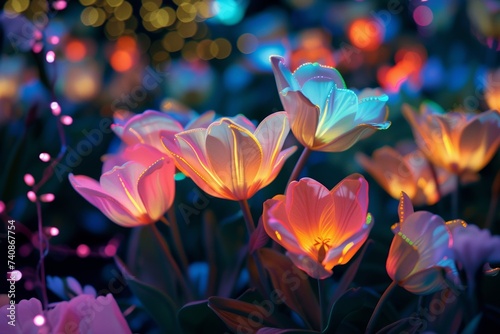 Enchanted garden with glowing flowers