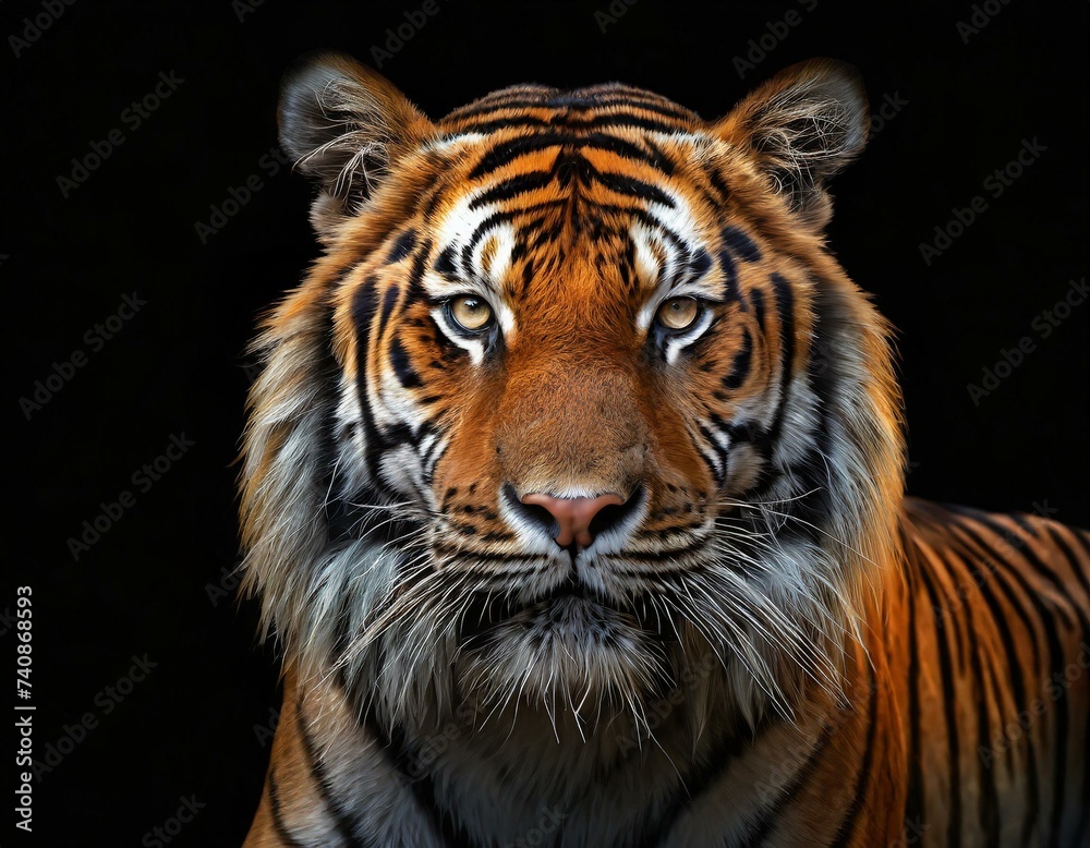 Fototapeta premium Tiger on black background