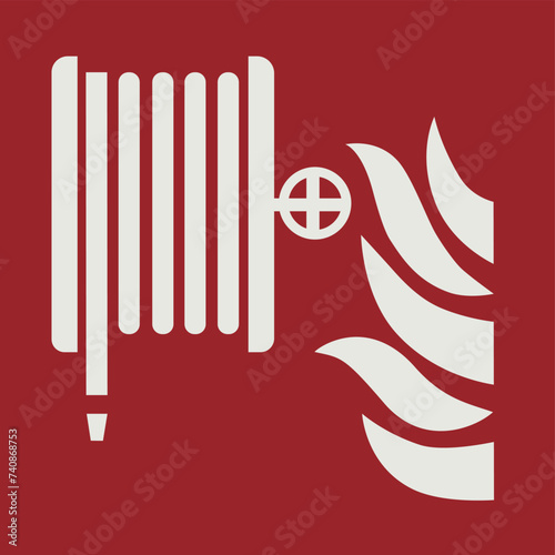 FIRE FIGHTING EQUIPMENT SIGNAL PICTOGRAM, FIRE HOSE REEL ISO 7010 – F002, VECTOR