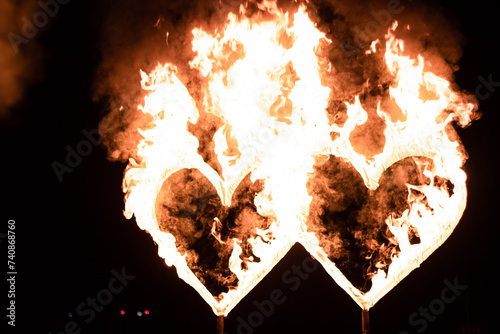 Fire show. Fiery hearts. Wedding, show program.