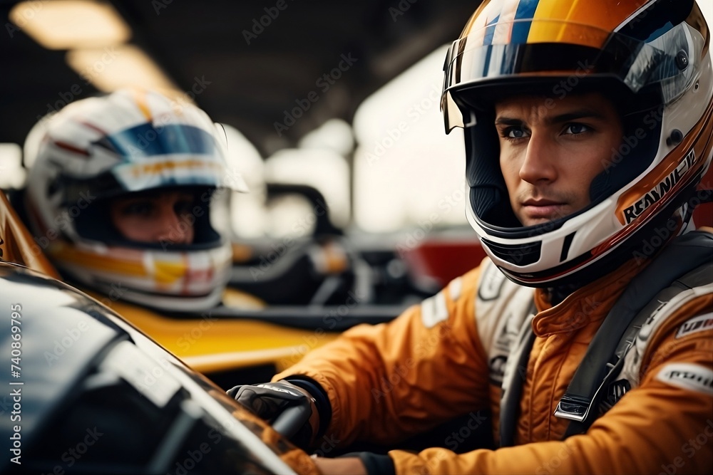 A stunning portrait of a racing driver in action,Generative Ai