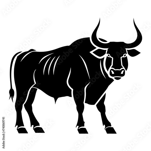 Bull Silhouette in Profile - Agricultural and Livestock Farming Graphic Element