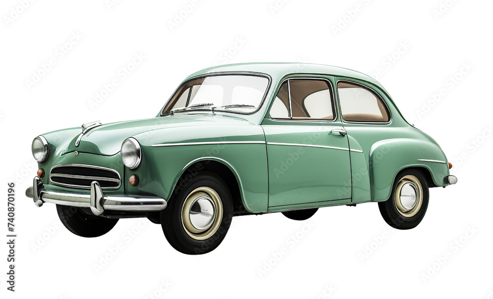 Green car isolated on white or transparent background