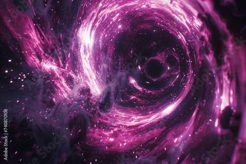 Black Hole Diffraction and Reflection in the Style of Dark Pink and Violet - Interstellar Nebulae Dark Atmosphere - Disintegrated Aurora Tinker Core Photobashing created with Generative AI Technology