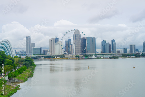 Marina bay, the central landscape surrounded by many important buildings and landmarks of Singapore, located in Bayfront Subzone, Downtown Core, Singapore photo