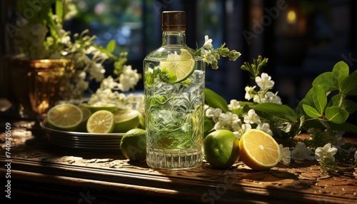 An artisanal gin and tonic with fresh botanicals photo