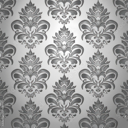 Silver wallpaper with damask pattern background