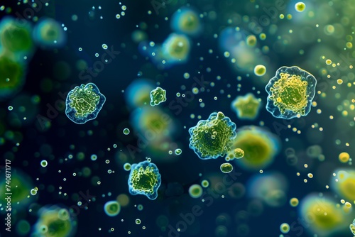 green cells and bubbles photo