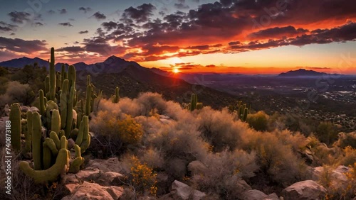 Epic sunset at night over Tucson at Mount Lemon in Arizona photo