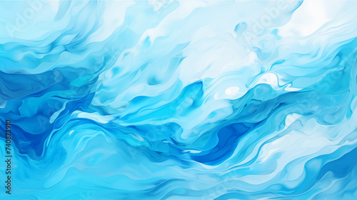 Abstract background in blue, turquoise and white colors, in the shape of a sea wave.