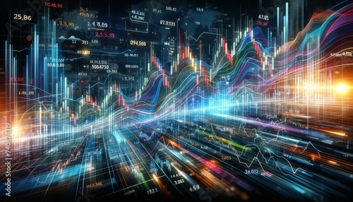 Futuristic Financial Forecast: Dynamic Data Streams and Market Analysis © pickbiz
