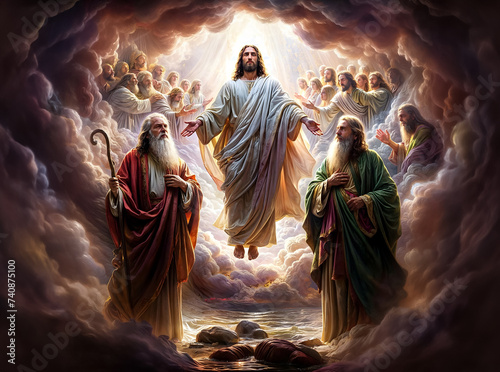 The Transfiguration of Jesus Christ with Moses and Elijah photo