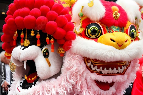 中国旧正月（春節）のリアルな獅子のお祝い飾り photo