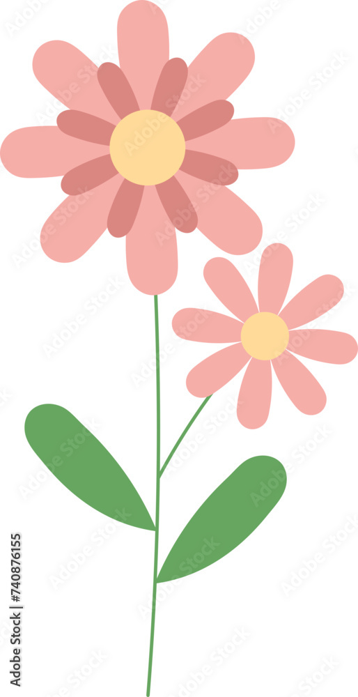 Minimalist Cartoon Flower Element