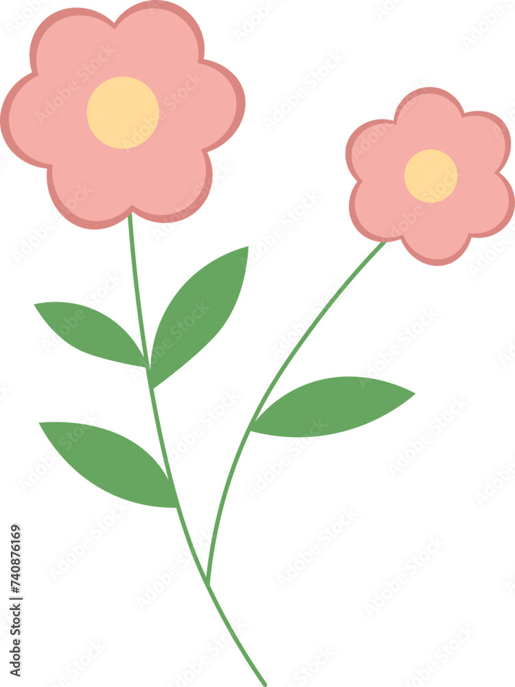 Minimalist Cartoon Flower Element Minimalist Cartoon Flower Element