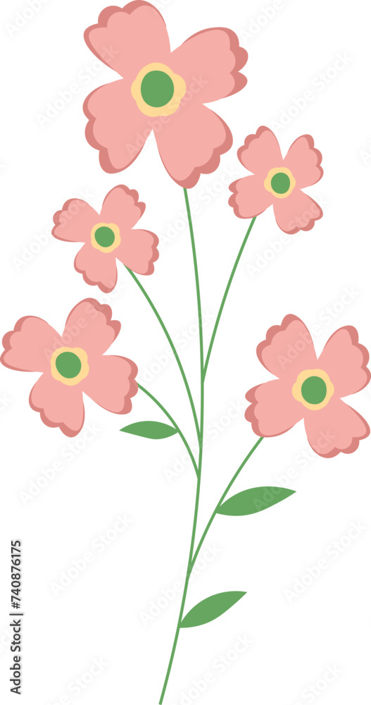 Minimalist Cartoon Flower Element