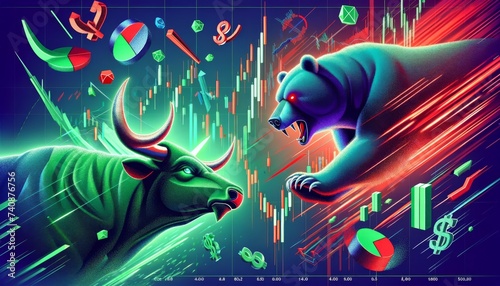 Epic Clash of Markets  The Bull and Bear in Digital Combat