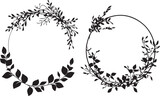 Set of frames of plants and flowers. Hand drawn vector illustration	
