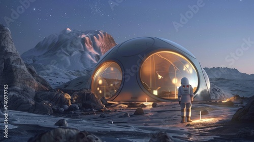 Lunar space habitat futuristic domes housing a new generation of moon dwellers photo